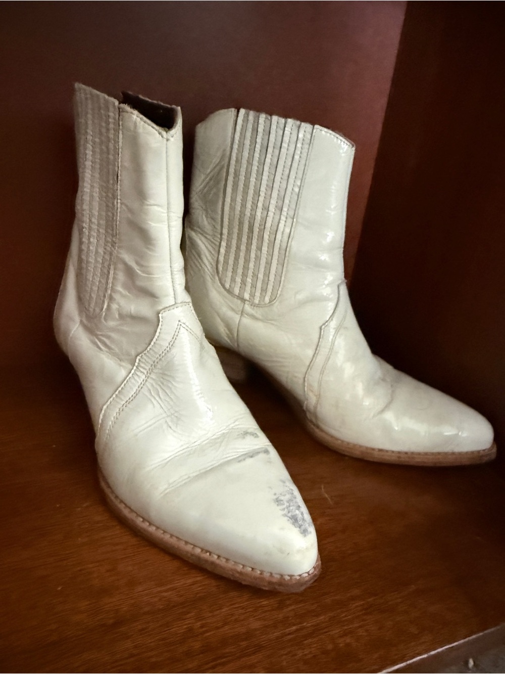 Free People white patent leather western boots